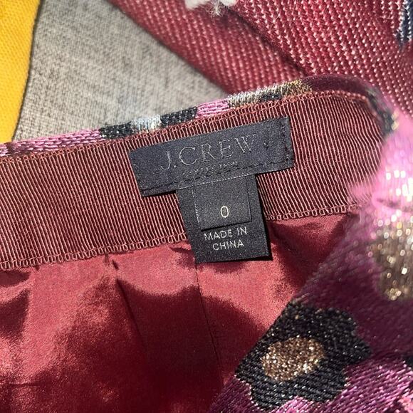 J.CREW metallic floral embroidered preppy pencil skirt 0 - Picture 3 of 7